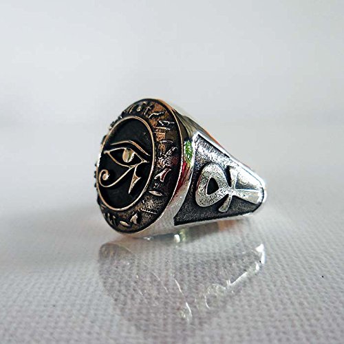 925 Sterling Silver Eye Of Horus Ring All Size Style Heavy Biker Harley Rocker Men's Jewelry