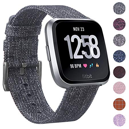 EZCO Fitbit Versa Bands, Woven Fabric Breathable Watch Strap Quick Release Replacement Wristband Accessories for Fitbit Versa Smart Watch Women Man