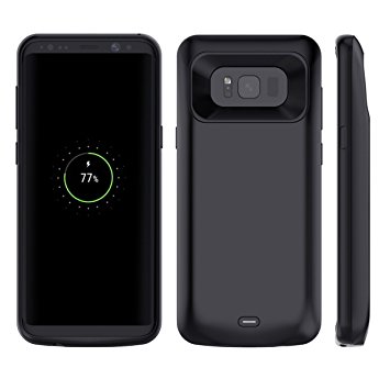 Galaxy S8 Plus Battery Case, Moonmini Charger Case for Samsung Galaxy S8 Plus 5500mAh Rechargeable External Backup Portable Charger Extended Battery Power Bank Charging Protective Case Cover (Black)