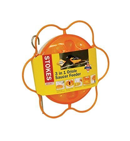 Stokes Select Orange 3-in-1 Oriole Saucer Bird Feeder, 14 Ounce Capacity