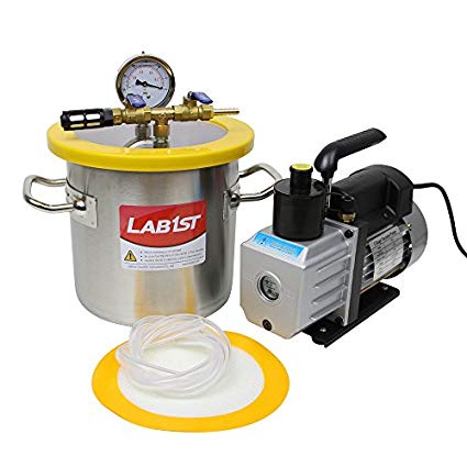 lab1st 1 1/2 Gallon Vacuum Degassing Chamber Kit with 3 CFM Vacuum Pump