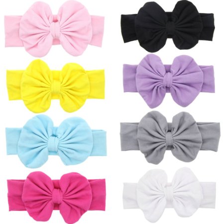 Mookiraer Baby Hair Hoops Headbands Girls Soft Headbands With bows 8 Pack