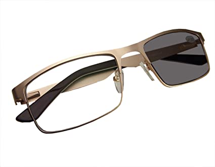 Circleperson Men Photochromic Light-sensible Reading glasses Sun readers spring hinges 55-17 UV protection