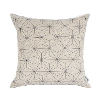 Elviros Cotton Linen Blend Decorative Scandinavian Modern Geometric Design Watercolor Throw Pillow Cover in White and Black 18x18 inch