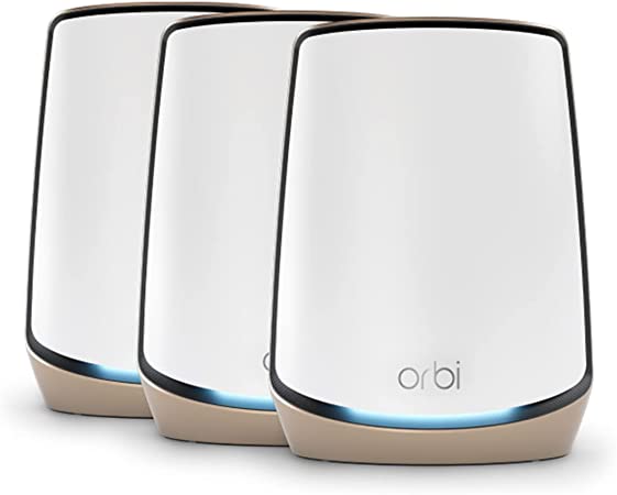 NETGEAR Orbi Tri-Band WiFi 6 Mesh System (RBK863S) – Router with 2 Satellite Extenders, Coverage up to 8,000 sq. ft, 100 Devices, 10 Gig Internet Port, Armor Subscription, AX6000 (Up to 6Gbps)