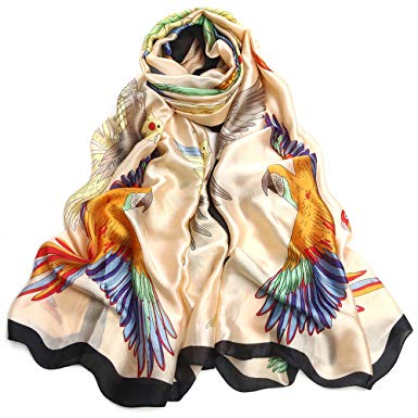 Silk Like Scarf Large Satin Headscarf Fashion Pattern Wrap Neck Scarves for Women