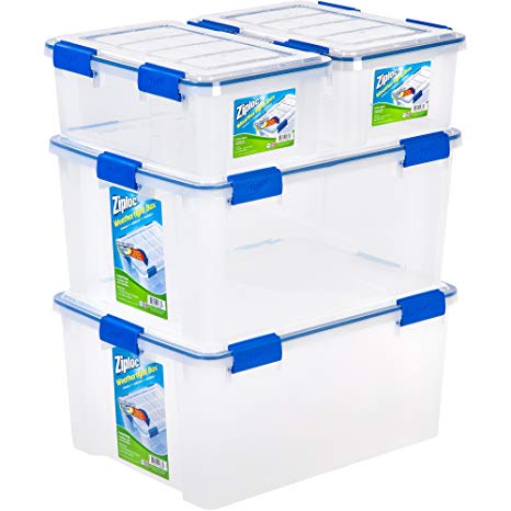 Ziploc 4-Piece Extra Small/Large Deep Weathertight Storage Box Container Set