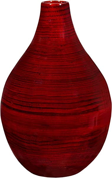 Decorative vase for home décor by Emenest|Holiday Party Table Centerpiece | Real Painted Bamboo Wood Accent Piece | Deep Red Color |Lightweight Yet Sturdy for Home or Office | Best Housewarming Gift
