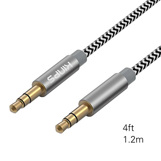 Audio cable Kinps® 4FT Nylon Braided Premium Auxiliary Stereo 3.5mm Male to Male Gold Plated Cable for Apple iPhone, iPod, iPad,Android Samsung Smartphones,Tablets MP3 Players and more