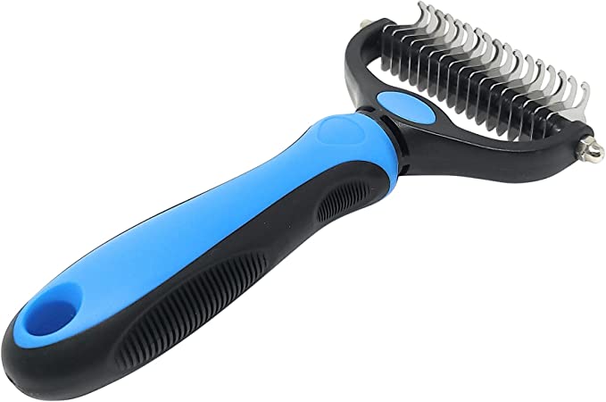MARS WELLNESS Pet Grooming Brush - Double Sided Shedding and Dematting Tool - Grooming Undercoat Rake for Cats and Dogs - Large