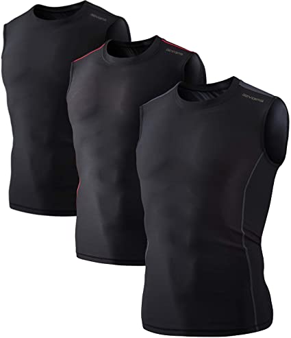 DEVOPS Men's 2~3 Pack Cool Dry Athletic Compression Baselayer Workout Sleeveless Shirts