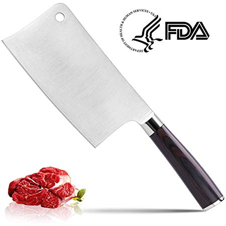 Meat Cleaver 7-inch Professional Butcher Knife Cleaver Knives Vegetable Cutter Heavy Duty Chopper Butcher High Carbon Stainless for Home Kitchen or Restaurant