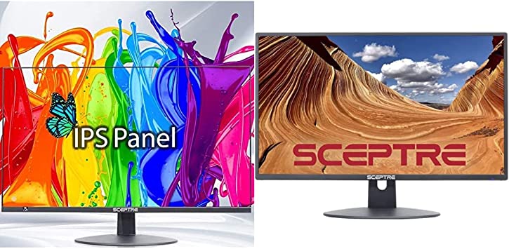 Sceptre IPS 27-Inch Business Computer Monitor 1080p 75Hz with HDMI VGA, Machine Black, 27" IPS 75Hz & 24" Professional Thin 75Hz 1080p LED Monitor 2X HDMI VGA, Machine Black (E248W-19203R Series)