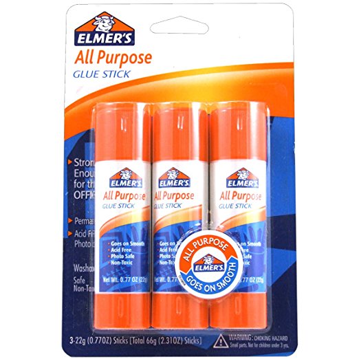 Elmer's All-Purpose Glue Sticks, Large, 0.77 oz Each, 3 Sticks per Pack (E5022)