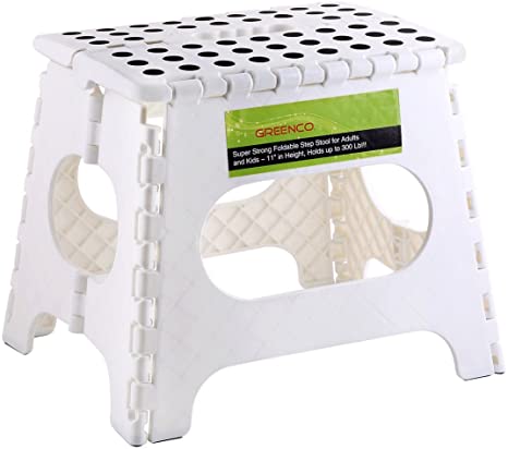 Greenco Super Strong Foldable Step Stool for Adults and Kids, 11", White