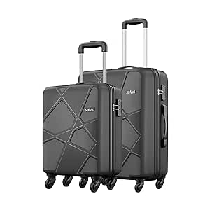 Safari Pentagon Hardside Small and Medium Size Cabin & Check-in Luggage Set of 2, Trolley Bags for Travel Black Color 55Cm & 66Cm