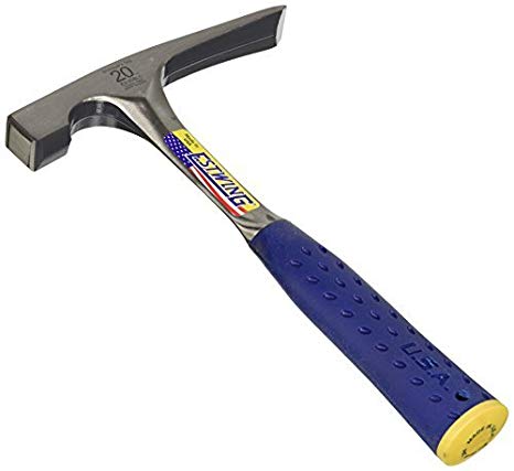 Estwing Bricklayer's/Mason's Hammer - 20 oz Masonary Tool with Forged Steel Construction & Shock Reduction Grip - E3-20BLC
