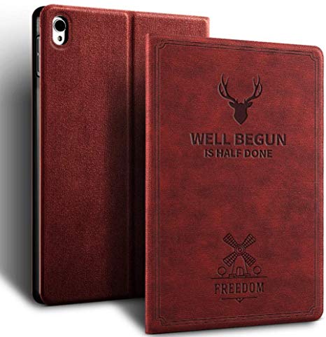 Oaky Case for iPad Air 3 2019 10.5 inch with Pencil Holder Deer Pattern Notebook Style Case Cover Light Weight Smart Shell Cover with Auto Sleep/Wake,Protective for Air 3rd Generation 2019 - Wine