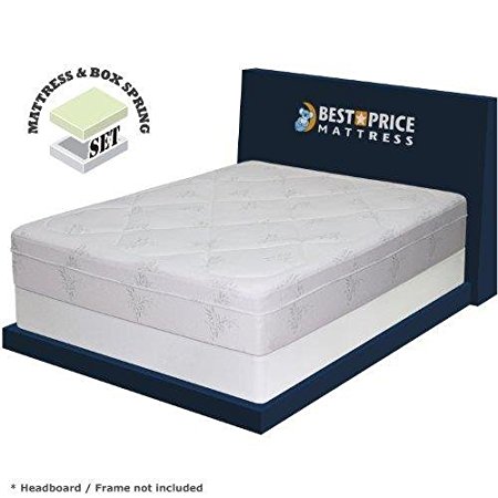 Best Price Mattress 12" Grand Memory Foam Mattress & 7.5" New Steel Box Spring/Mattress Foundation Set, Queen