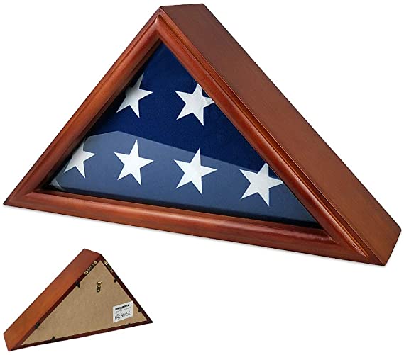 AtSKnSK 3'x5' Flag Display Case Box (Not for Burial Funeral Flag), Solid Wood