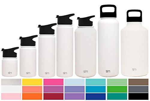 Simple Modern 1900ml Summit Water Bottle   Extra Lid - Vacuum Insulated Stainless Steel Wide Mouth Hydro Travel Mug - 64oz Powder Coated Double-Walled Flask - Winter White