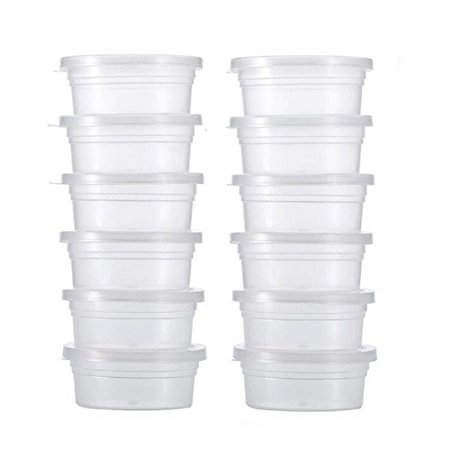 Slime Storage, Jujunx 12Pc Slime Storage Containers Foam Ball Storage Cups Containers With Lids (Clear)
