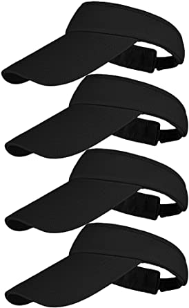 Cooraby 4 Pack Adjustable Sun Visors Outdoor Sport Sun Visors Hats with Long Brim for Men and Women