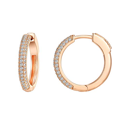 PAVOI 14K Gold Plated 925 Sterling Silver Cubic Zirconia Hoop Earrings