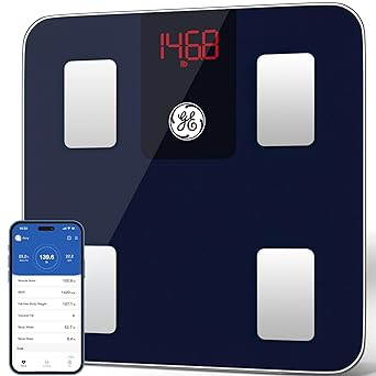 GE Scale for Body Weight and Fat Percentage: Bathroom Smart Bluetooth Scales Body Composition Monitor Accurate Weighing Machine Health Analyzer for People with Smartphone App, 400 lbs