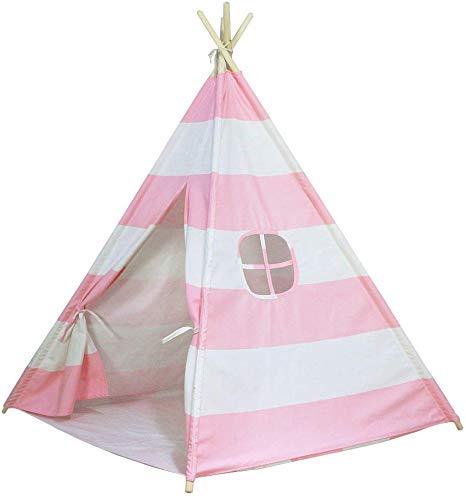 Dream House Classical Indoor Children Indian Teepee Tent for Toddler to Read and Play at Hide and Seek (Pink Stripes)