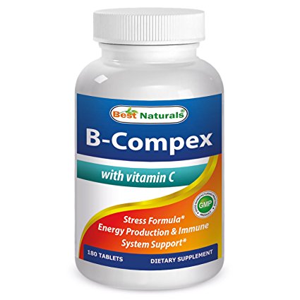 Best Naturals B-Complex with Vitamin C Tablet, B Complex Stress Formula, B Complex Energy Production Formula, 180 Count