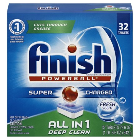 Finish Powerball Tabs Dishwasher Detergent Tablets, Fresh Scent, 32 Count, 20.8 Ounce