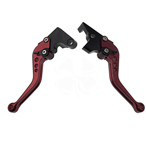 Short Brake and Clutch Levers for Yamaha FZ-07 FZ07 FZ09 2014-2018,FZ8 2011-2015,FZ-10 16-18,FJ-09 15-18,XSR700/900 ABS 16-18,FZ6 FAZER 04-10,FZ6R 09-15,FZ1 FAZER 06-15,XJ6 DIVERSION 09-15-Red