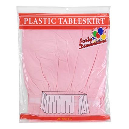 Party Dimensions Single Count Plastic Table Skirt, 29 by 14-Feet, Pink