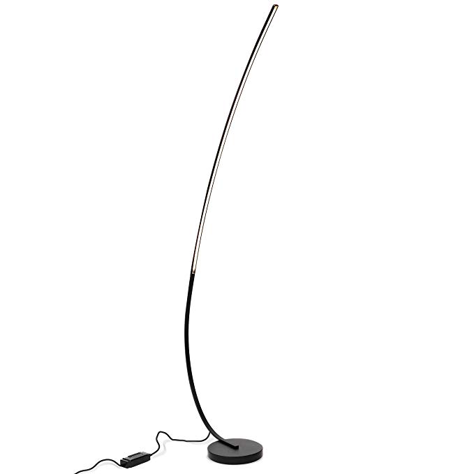 Brightech Sparq 3 – Arc LED Floor Lamp - Bright Standing Lamp for Living Room - Modern Arched Light for Behind the Couch - Dimmable Pole Lamp - Classic Black