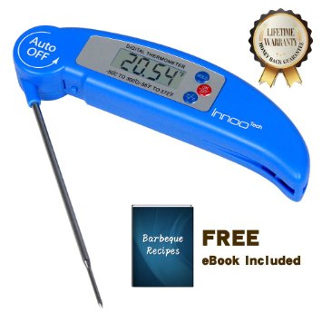 Instant Read Thermometer Innoo Tech BBQ Meat Thermometer Barbeque Recipes Ebook Included Super Fast Instant Read Digital Electronic Cookingfood Thermometer with Collapsible Internal Probe
