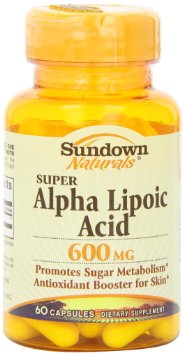 Sundown Naturals Super Alpha Lipoic Acid 600 mg, 60 Capsules