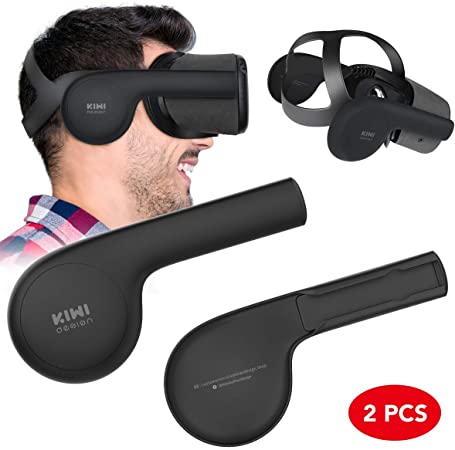 KIWI design Silicone Ear Muffs for Oculus Quest VR Headset, A Enhancing Sound Solution for Oculus Quest Accessories (Black, 1 Pair)