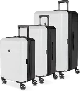 SwissGear Duet Hardside Expandable Luggage with Spinner Wheels, Grey/Black, 3-Piece Set (19/24/28)