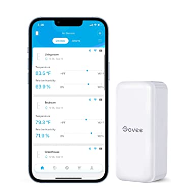 Govee Hygrometer Thermometer H5100, Mini Bluetooth Temperature Humidity Sensor with APP Notification Alert, 2 Years Free Data Storage Export, 230 Feet Connecting Range