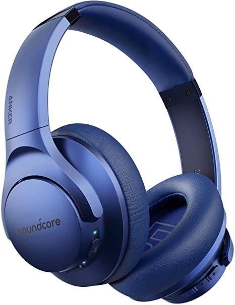 Anker Soundcore Life Q20 Bluetooth Headphones, Hybrid Active Noise Canceling, 40H Playtime, Hi-Res Audio, Deep Bass, Memory Foam Ear Cups and Headband, Wireless Over Ear Headphones for Travel, Work (Blue)