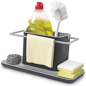 Joseph Joseph 85070 Sink Caddy Kitchen Sink Organizer Sponge Holder Dishwasher-Safe, Large, Gray