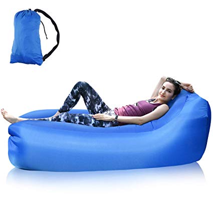 Inflatable Lounger, Upgrade Style Air Lounger with Single Mouth Waterproof Anti-Air Leaking Portable Air Sofa for Indoor or Outdoor Use, Camping, Traveling, Beach etc.
