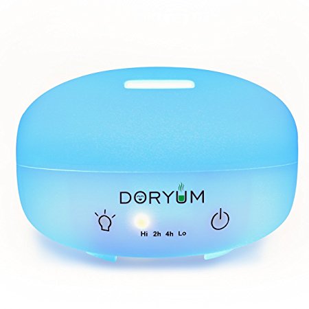 Doryum 500ml Aroma Essential Oil Diffuser Ultrasonic Portable Cool Mist Humidifier with 7 Color LED Lights Changing and Waterless Auto Shut-off Function