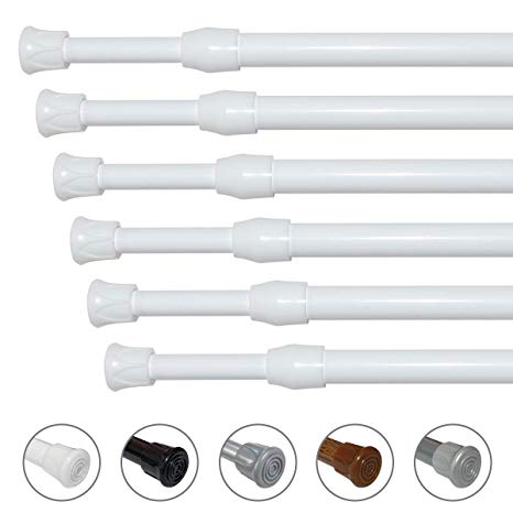KXLife 6 Pack Spring Tension Curtain Rod, Cupboard Bars Rod，22-35",White