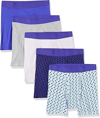 Amazon Essentials Men's Tag-Free Boxer Briefs Underwear, Pack of 5