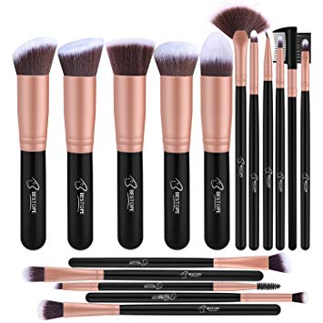 BESTOPE Makeup Brushes 16PCs Makeup Brush Set Premium Synthetic Foundation Brush Blending Face Powder Blush Concealers Eye Shadows Make Up Brushes Kit (Rose Golden)