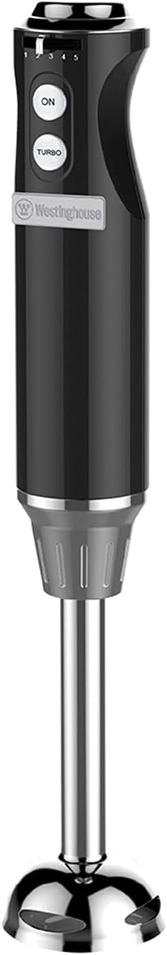 Westinghouse Multi-Speed Immersion Hand Blender (Black), 500 watt Stainless Steel Multipurpose Food Mixer for Purees, Smoothies, Sauces and Soups