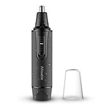 Ear and Nose Hair Trimmer for Men and Women, Allisable Painless Trimming Clipper, LED Light, Child Lock, IPX7 Waterproof, Dual Edge Blades, Battery-Operated