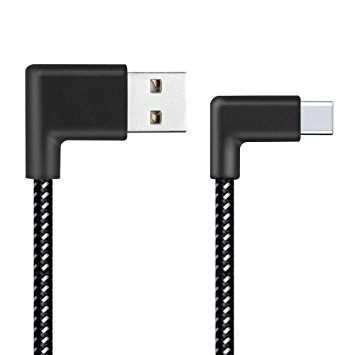 2A Right Angle USB C / Type C Cable, Fone-Stuff® - Charge and Sync Data 90 Degree Woven Lead For Samsung Galaxy S8 & S8   / LG G6 / Huawei P10 / Pixel & XL & Pixel 2 & 2 XL and other Smartphones 20cm